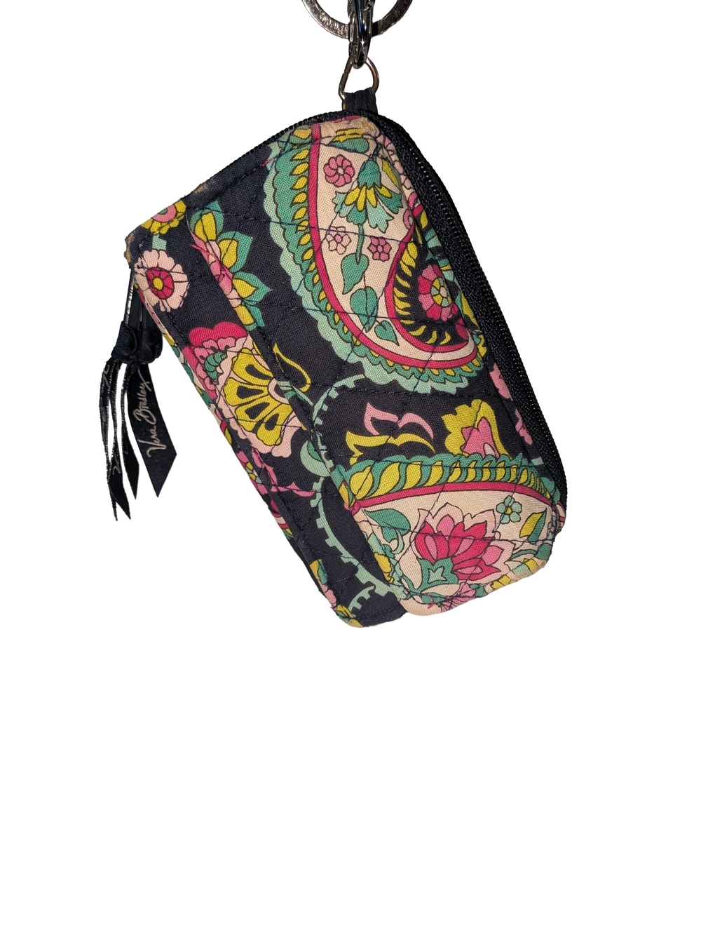 Vera Bradley Black Paisley Zip Key Pouch